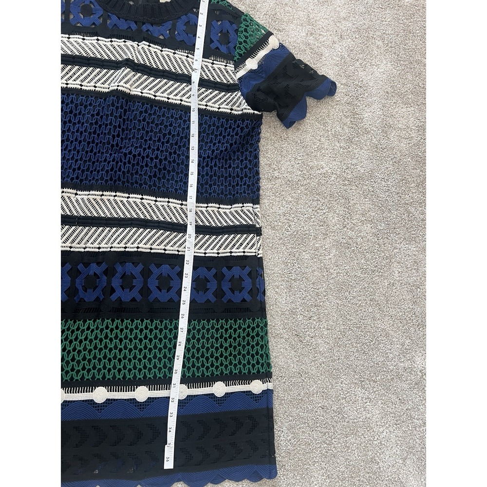 Sea New York crochet‎ dress size 10 Black/Blue/Green Contemporary Scalloped Hem - Picture 9 of 11